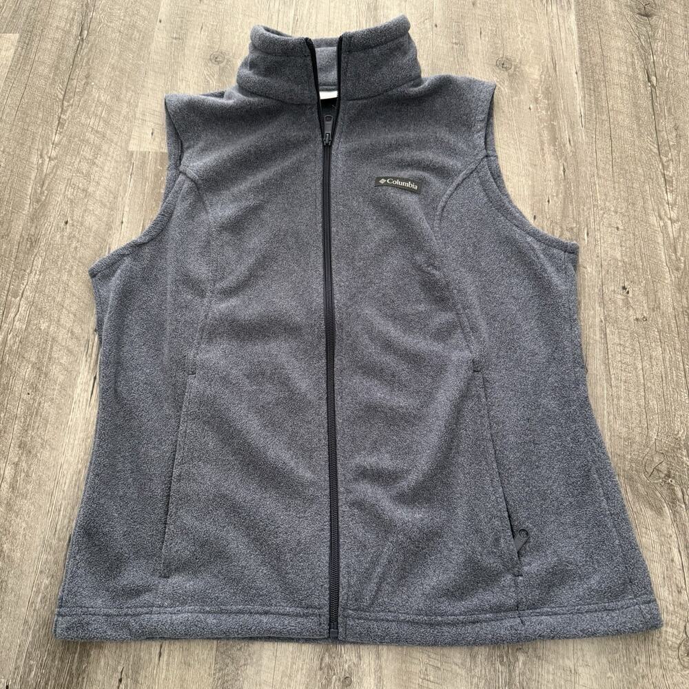 Columbia Fleece Vest Womens Large Blue Gray Sawyer Rapids 2.0 XL6953 Full-Zip